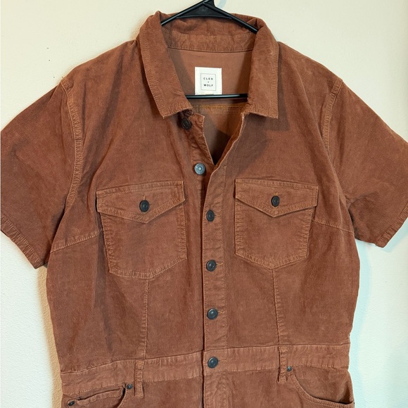 Women’s Cleo + Wolf Jumpsuit corduroy Brown Size XL Western Festival Cowboy - Picture 6 of 9